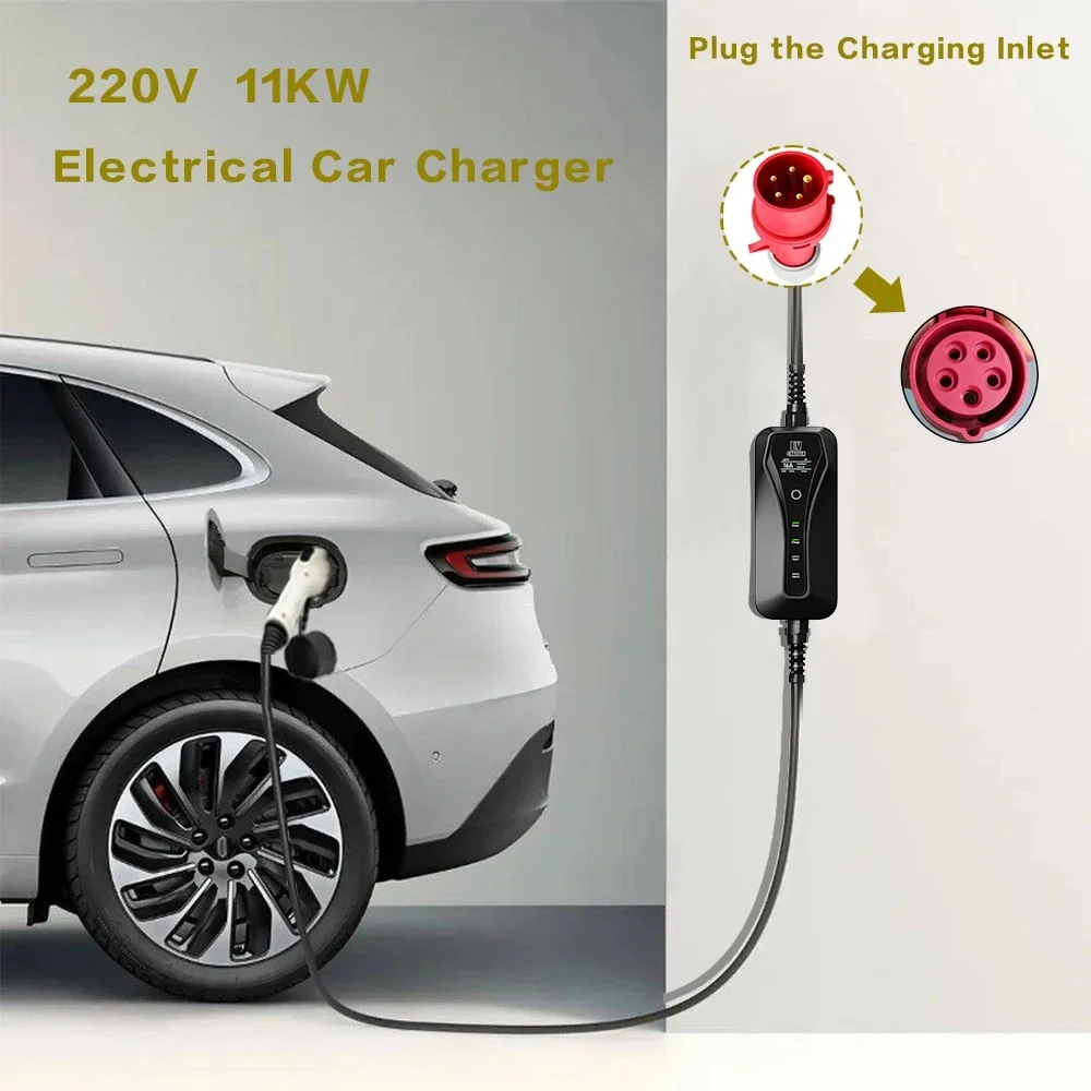 11KW 16A Portable EV Charger T - Type 2 Portable Ev Charger 11Kw Cee ulasan dan harga