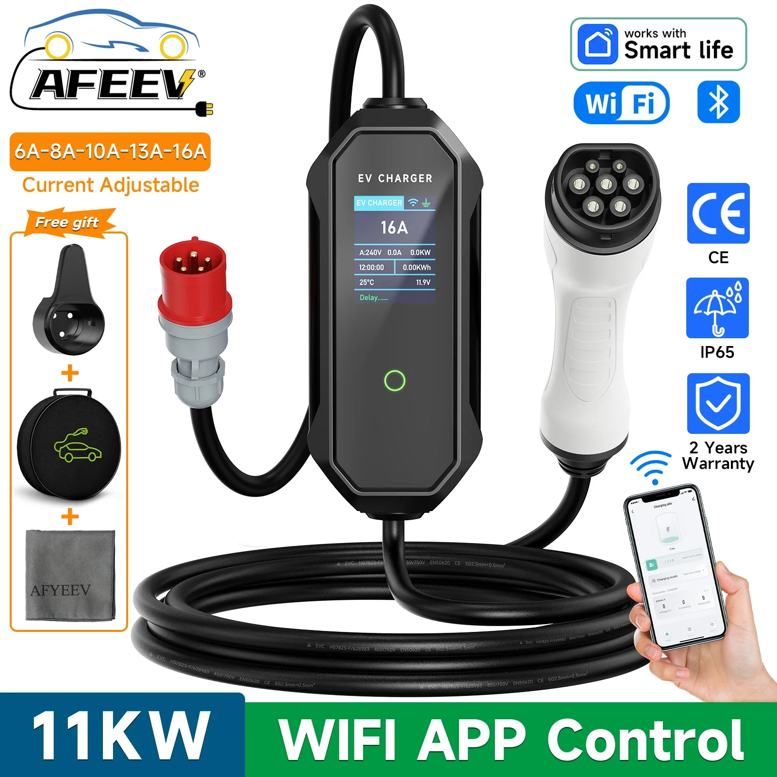 AFEEV Type 2 Portable EV Charg - Type 2 Portable Ev Charger 11Kw Cee ulasan dan harga